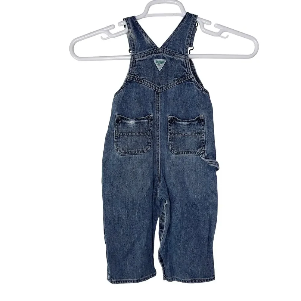 Vintage Osh Kosh B'Gosh Overalls Baby 24 Months‎ Denim Jean Vestbak Double Knee